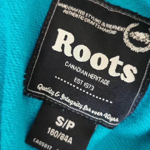 Roots turquoise/teal blue hooded zip sweater - Picture 5 of 8